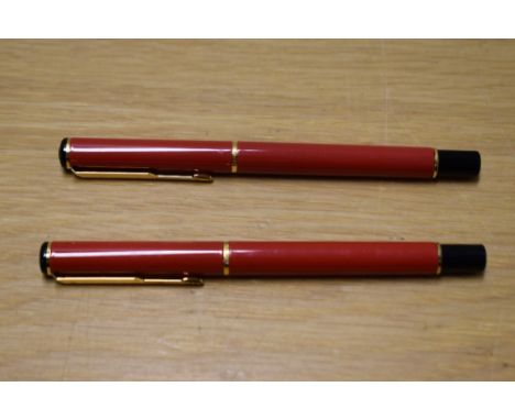 Two Parker Rialto rollerball pens in Lacky Chinese Red one needs refil