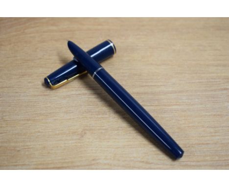 A Parker 17 Standard aerometric fill fountain pen in blue with gold trim bearing original chalk mark