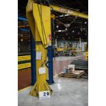 CABELL-HOWE JIB CRANE, 1/2 TON CAP W/ 1/2 TON AIR HOIST, APPROX 12' ARM, 12' TALL