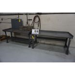 (2) METAL WORK BENCHES W. 18 DRAER PARTS CABINET