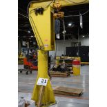 CABELL HOWE JIB CRANE, 1 TON CAP, 1 TON AIR HOIST, 12' ARM X 12' TALL