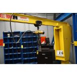 COBELL HOWE 1/2 TON JIB CRANE, 1/2 TON AIR HOIST, APPROX 12' ARM, 8' TALL