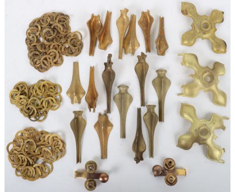 Helmet Spare Parts: Military  brass helmet parts, chin strap scales and tops. Quantity 