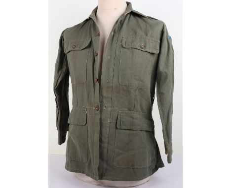 WW2 1945 British Army Jungle Shirt with Allied  Land Forces South East Asia Formation Signs: Shirt is complete with buttons a