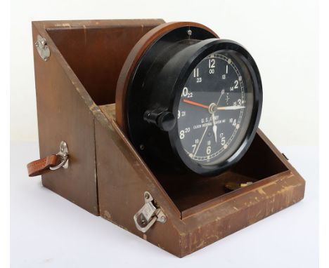 US Army Clock Message Center M2 Clock: Clean 15 cms  dial with details to front , housed in bakerlite case fitted in wood tra