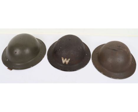 WW2 British Steel Helmets: Early army helmet stamped 1938 to rim ,complete with liner and chin strap, Wardens and Home Guard 