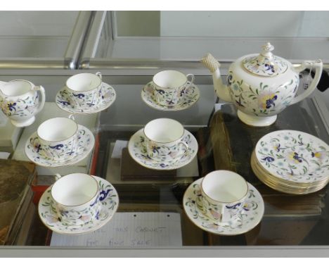 A Coalport porcelain Pageant pattern 20 piece tea service, six setting.