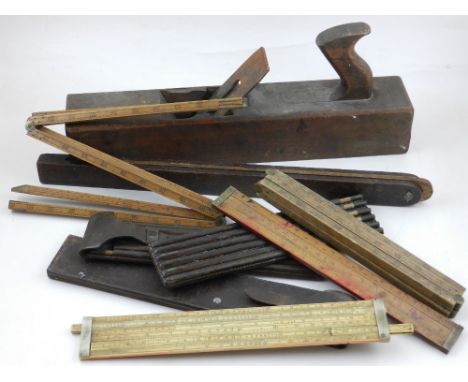 A late Victorian engraved bone engineers slide rule by J W Cambden, tan leather cased, together with a similar J Long boxwood