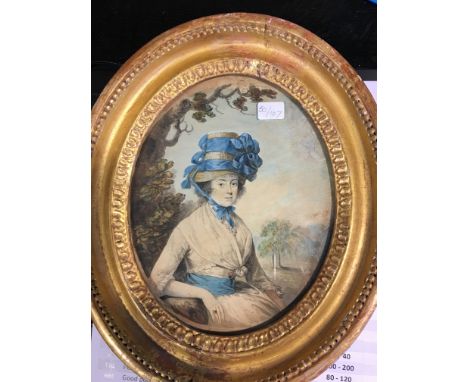 W/C portrait the Hon. Elsa Beauclerk 1792 17cm