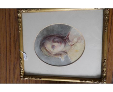 A 20th c w/c portrait a young girl 15cm