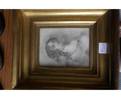 17th c portrait of a lady with ringlets poss. Plumbago 12.5cm