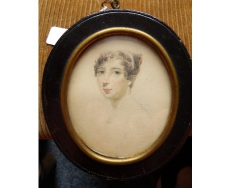 Portrait miniature Lady Johnstone by Faulkner on card 7.5cms
