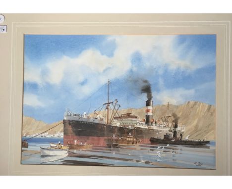 K GLEN of Beverley watercolour of Recorder "East of Suez" 30 x 43cm
