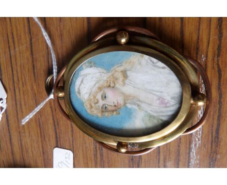 P M Lady Charlotte St. Asaph 1776-1862 after a portrait by Hoppner in gilt pendant 5.5cm