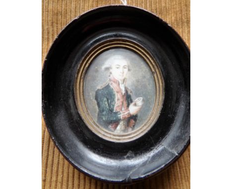 Earl 19th c portrait miniature on ivory a Naval officer with compass 5cms