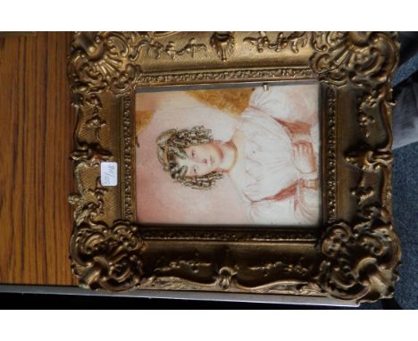 W/C portrait a lady with ringlets 14.5cm