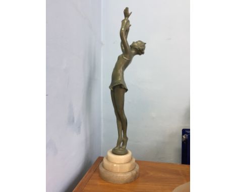 Spelter Art Deco figure, thumb a/f.
