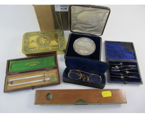 Vintage instruments - Negretti and Zambra cased thermometer, Gray and Selby opticians instruments cased, Rabone Chesterman sp