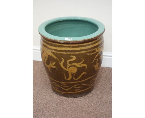 Chinese egg pot planter with dragon motif H44cm  Condition Report Click here for further images, condition, auction times & d