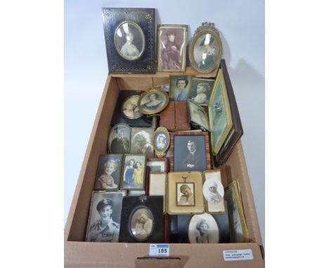Collection of vintage photographs, many in period convex frames and other framed pictures and prints in one box 
