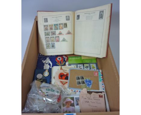 19th century and later stamps in one album, mint and loose stamps, vintage postcards and ephemera, uncirculated decimal coin 