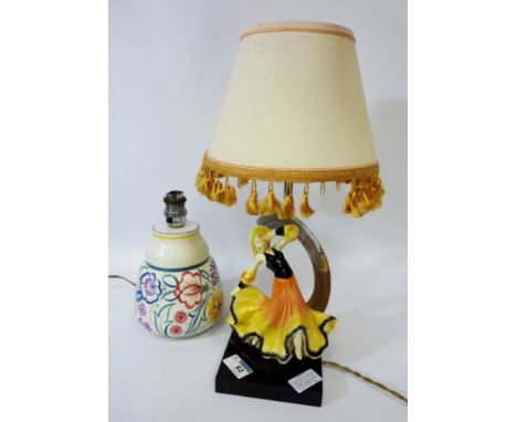 1930's Wade style figural table lamp H42.5cm and a Poole pottery table lamp (2) 