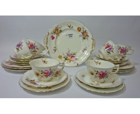 Royal Crown Derby tea service decorated with floral sprays - six place settings