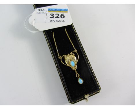 Gold-plated opal pendant necklace stamped 925