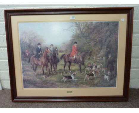 'Going to Cover', large colour print after Haywood Hardy 56cm x 81cm and another hunting scene