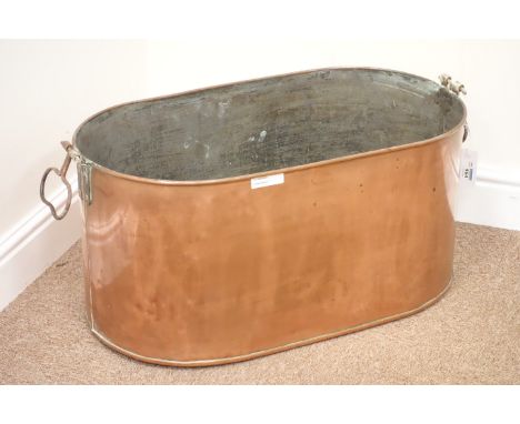 19th century copper planter with carrying handles, W72cm