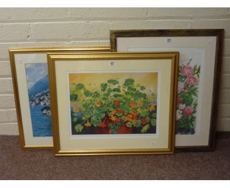 'Nasturtiums in Summer Light' & 'Peonies in Bloom at Chatsworth', two Alan Hydes limited edition colour prints signed and ins