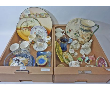 Two Edwardian 'City of Leeds' commemorative plates, large Royal Doulton Seriesware charger and other Royal Doulton ceramics, 