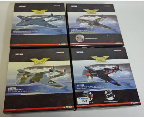 Toys/Models - Four Corgi Aviation Archive limited edition die-cast model scale 1:72 AA37303 De Havilland Vampire FB.5-112 Sqn