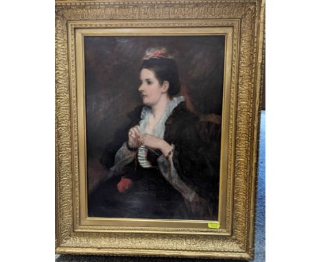 C19 English school, oil on canvas portrait of Catherine Marianna George (Benyon) No visible signature on painting but inscrib
