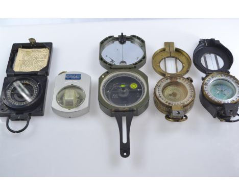 Collection of field compasses inc. Compass magnetic marching Mark I by T.G.Co Ltd. 