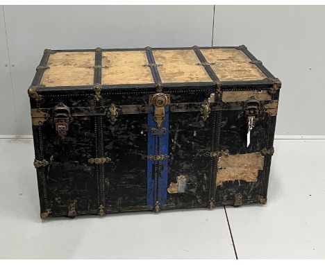 A late 19th century American travelling trunk by Haskell Brothers, Chicago, width 106cm, depth 54cm, height 67cm