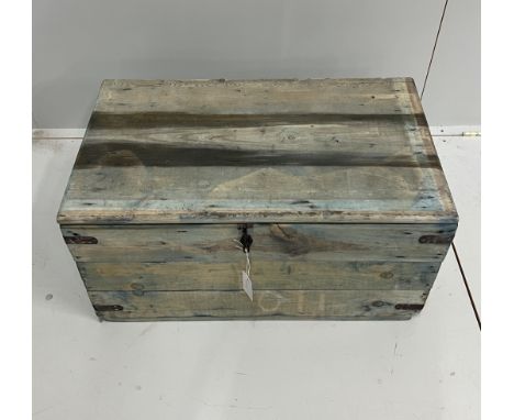A Victorian style painted pine trunk, width 74cm, depth 44cm, height 37cm
