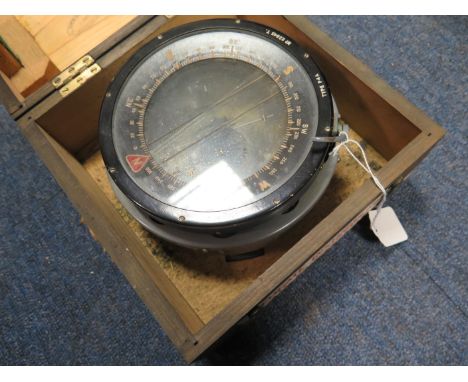 Compass in original wooden case, Type P4A, no. 22845T. Case is also stamped 1941 