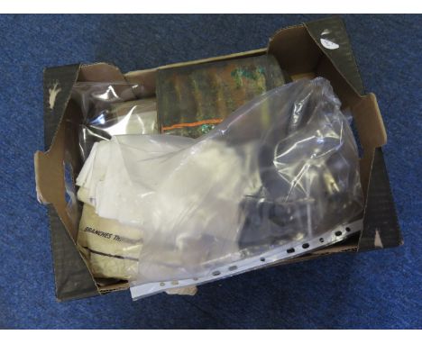 Box of general Militaria including: WW1 water bottles, bag of ships modelling spares, model ships cannon on carriage, brass b