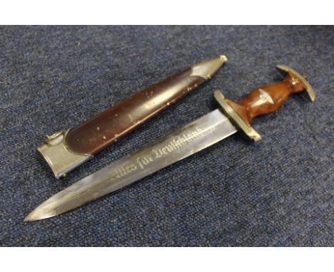 German SA Dagger with metal Scabbard, blade maker marked 'RZM M 7/66 1939' and 'Eickhorn Solingen'.