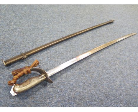 Japanese 1899 Pattern Infantry NCO and KEMPEI Military Police sword. Steel hilt with chequered grip. Side mounted retaining c