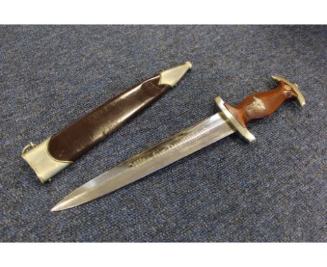 German SA Dagger with metal Scabbard, blade maker marked 'AUG.MERTEN Ww. SOLINGEN-GR.'.