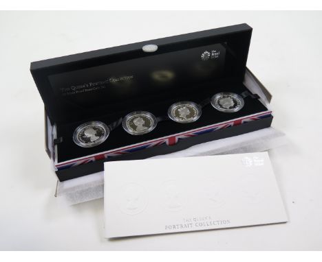 Five Pounds Silver Proof four coin set "Queens Portrait collection" 2013 aFDC - FDC boxed as issued