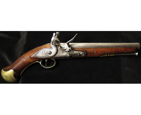 Pistol: A New Land Pattern flintlock pistol with New Land lock. Tail marked 'Tower' and 'G.R.' under Crown & inspection mark 