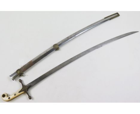 Sword: fine 1831 Pattern General Officers Mameluke sword, two piece ivory grip (with minor repair) polished steel scabbard wi