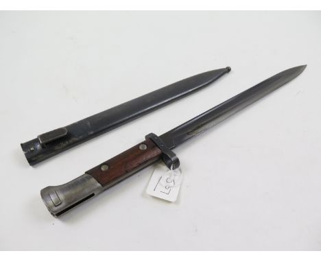 Bayonet - A Czech VZ24 with reverse cutting edge. In its steel scabbard marked 'E3 - 46' Pommel marked 'tgf'. In very good ov