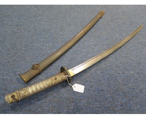 Japanese WW2 Tokyo Arsenal sword. Type 95, army sword for NCOs, blade numbered 38131 & scabbard throat. Pierced Tsuba, single