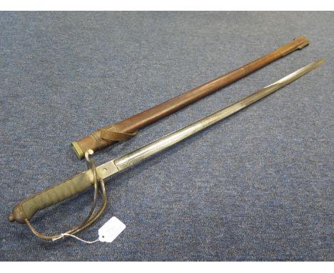 Sword: An 1821 Pattern Artillery Geo V Officers sword by TRAYLER & Co PORTSMOUTH. Nicely etched blade with Artillery devices.