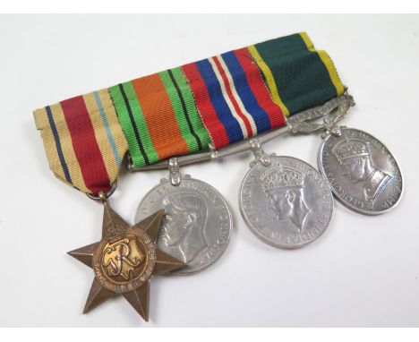 Group mounted as worn - to Lt W H Goulding Indian Army. Africa Star, Defence Medal, War Medal, GVI Efficiency Medal with Terr