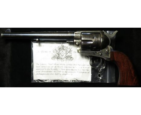 Revolver: A fine copy of a .44-40 Colt single action army revolver (The model used by the U.S. cavalry 1873-1901). One piece 